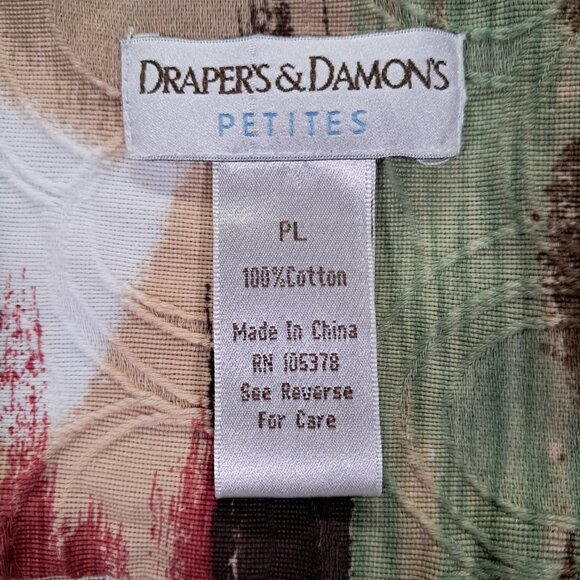 Drapers & Damons Top Women PL Long Sleeve Button Up Artsy Multi Color Cotton - Picture 9 of 10